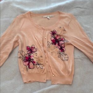 LC Lauren Conrad Pink Floral Cardigan